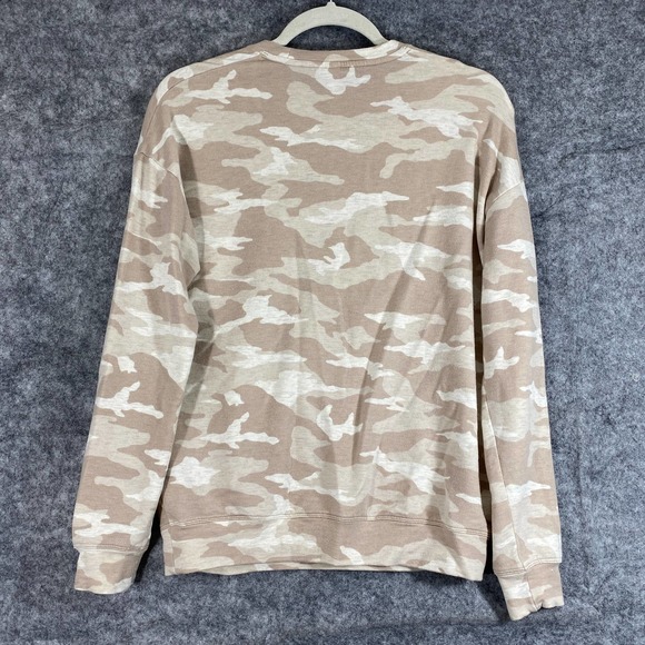 Athleta Camo Pullover XXS Cream Tan Sweatshirt Crew Neck Balance Long Sleeve - Picture 3 of 9